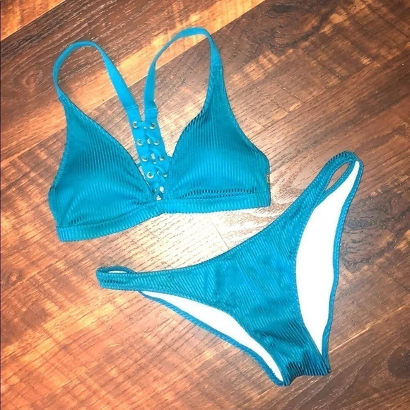 PINK Victoria's Secret Other - New Victoria’s Secret Pink Ribbed Bikini Teal​​​​​​​​​​